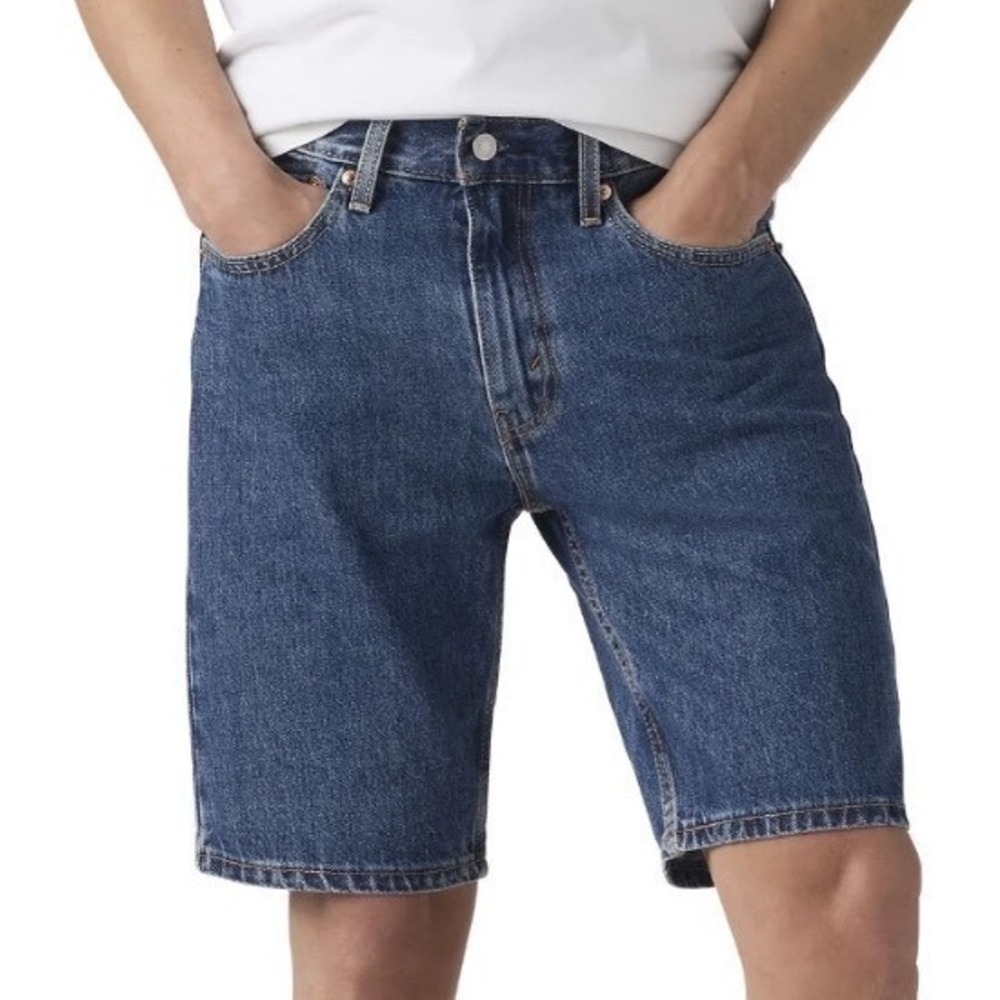 Levis 505 Regular Fit Denim  Mens 40" Medium Wash Jean Shorts Pockets Vacation